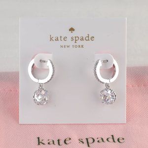 Kate Spade That Sparkle Pavé Huggies In Silver (with Dust Bag) Brand New